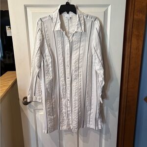 J. Jill White and Gray Striped Women’s Shirt